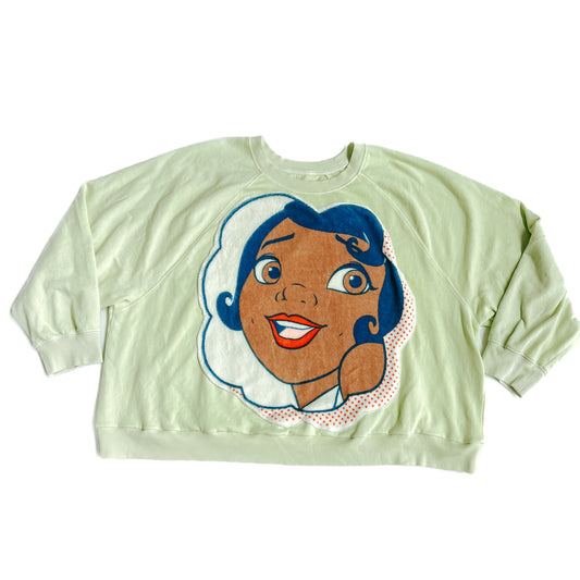 Upcycled Green Princess Crewneck