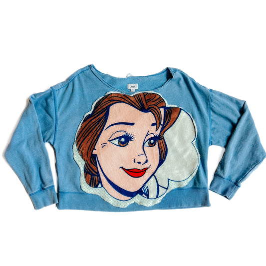 Upcycled Blue Bookish Princess Sweatshirt