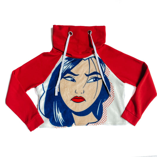 Upcycled Red Warrior Princess Cowl Raglan