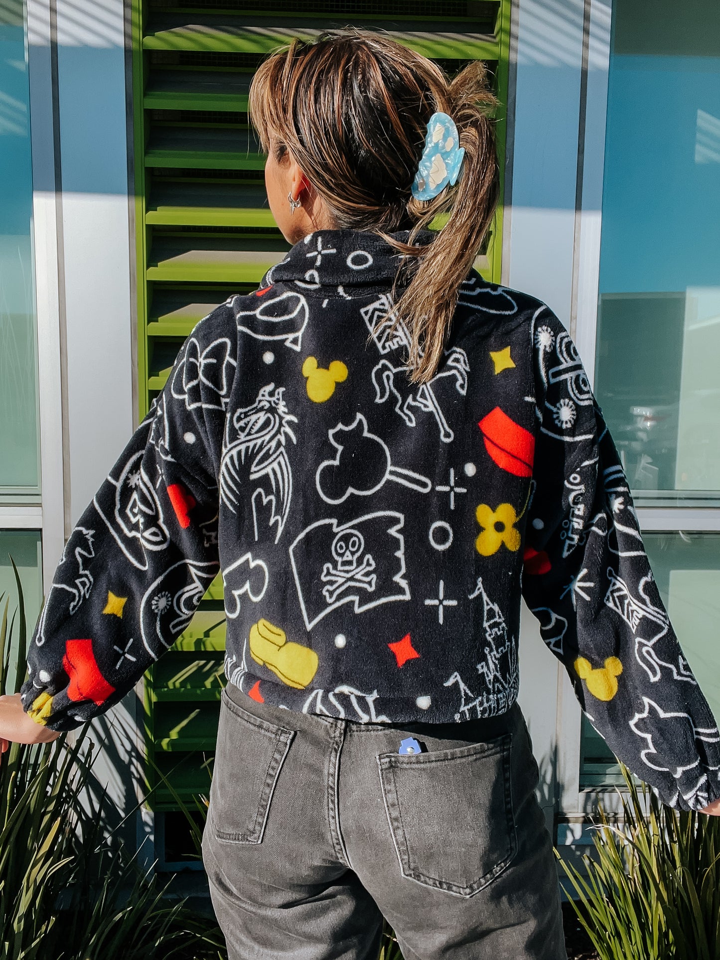 Upcycled Plush Park Icons Crop Jacket