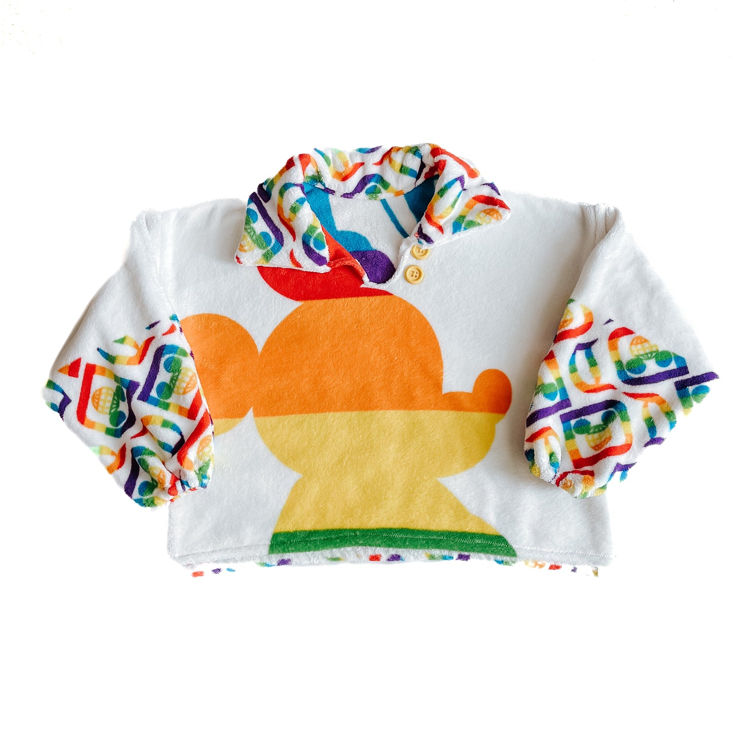 Upcycled Rainbow Plush Pullover